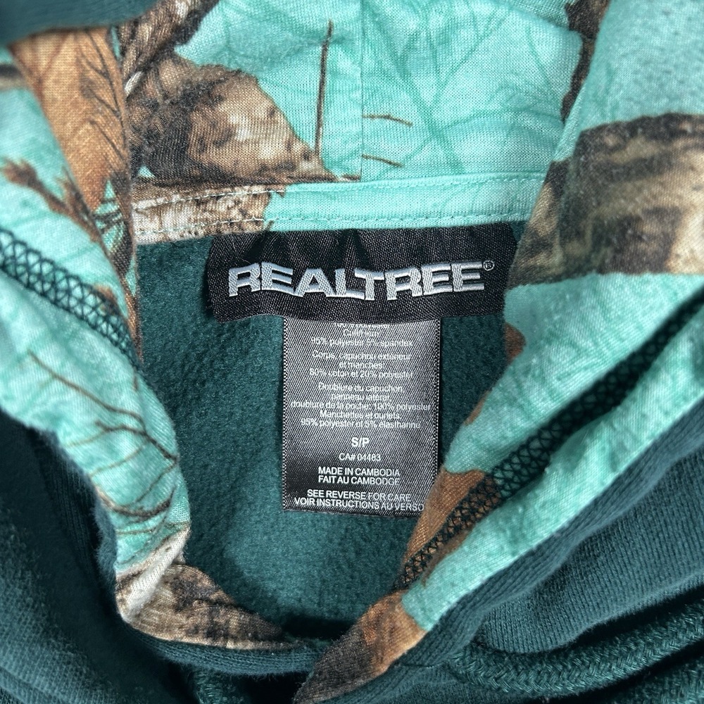 Realtree Hoodie Pullover Mens Size Small Teal Logo Camo Hunting Baggy‎ Fit - Picture 2 of 15